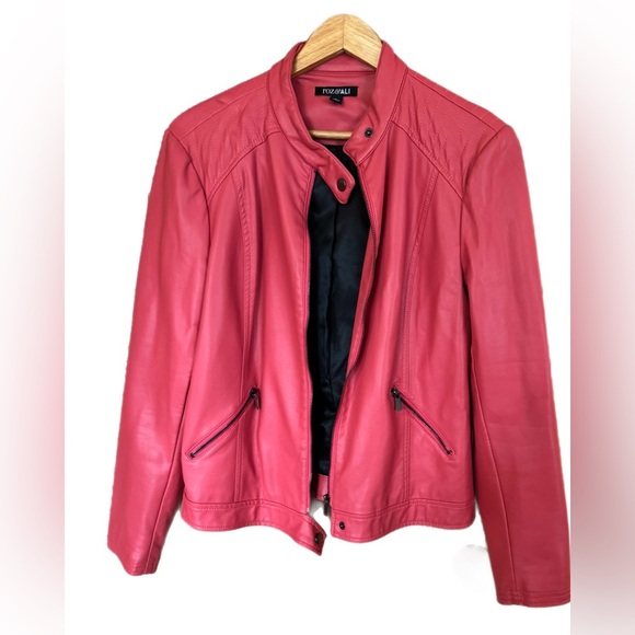 Fox & Ali Faux Leather Jacket. Salmon Color. Large - Picture 3 of 10